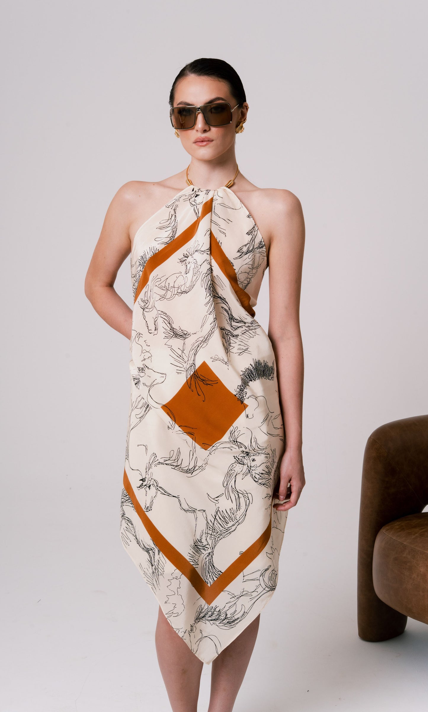 LENÇO CARRÉ SEDA CAVALOS TROPEIROS