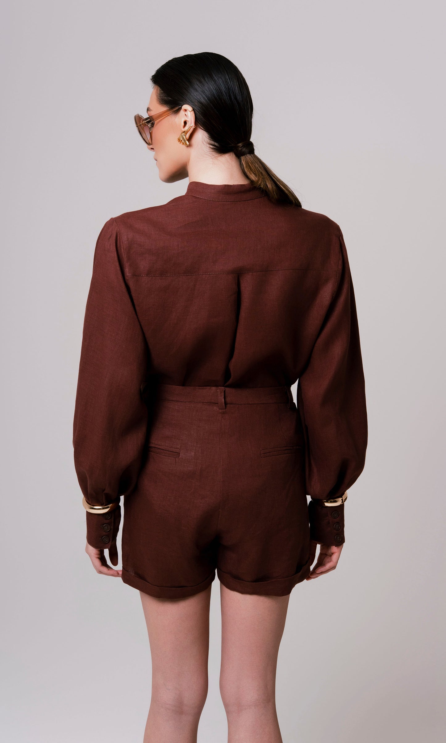 SHORT PREGAS 100% LINHO