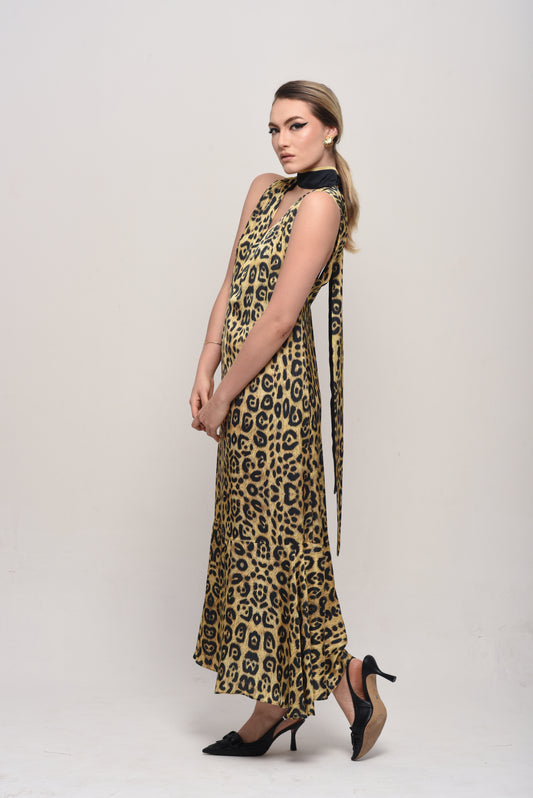 SCARF DRESS COURO DE ONÇA