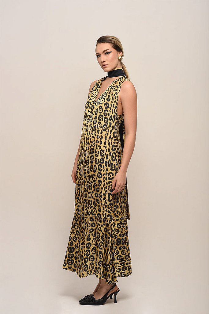 SCARF DRESS COURO DE ONÇA