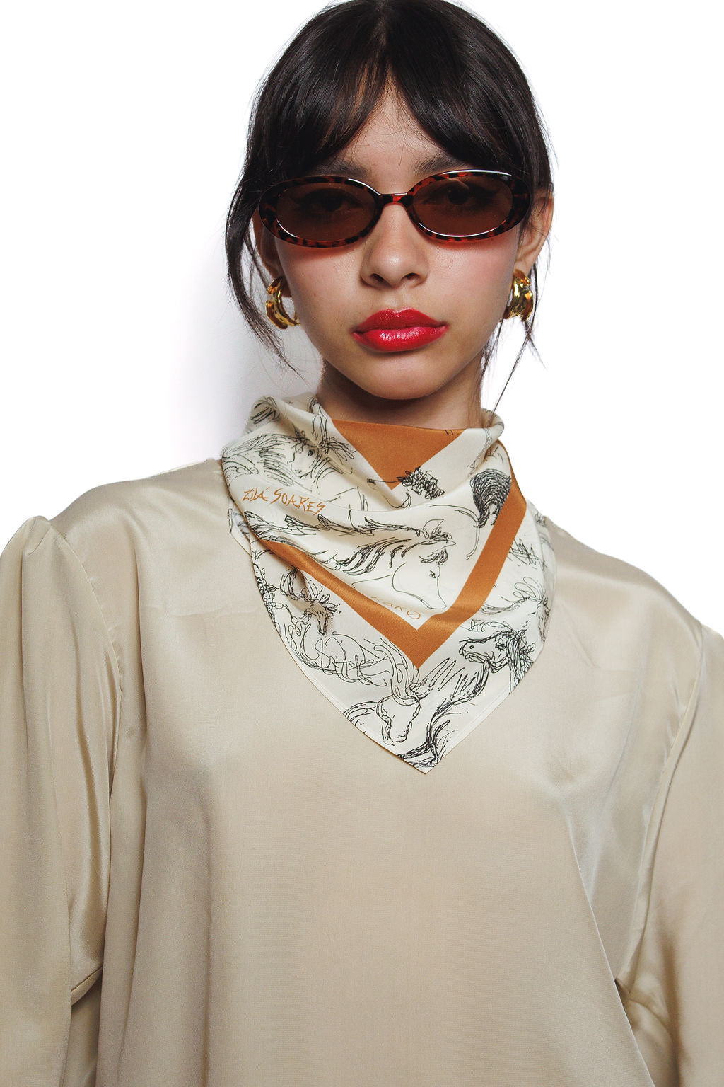 LENÇO SEDA CAVALOS TROPEIROS PEQUENO