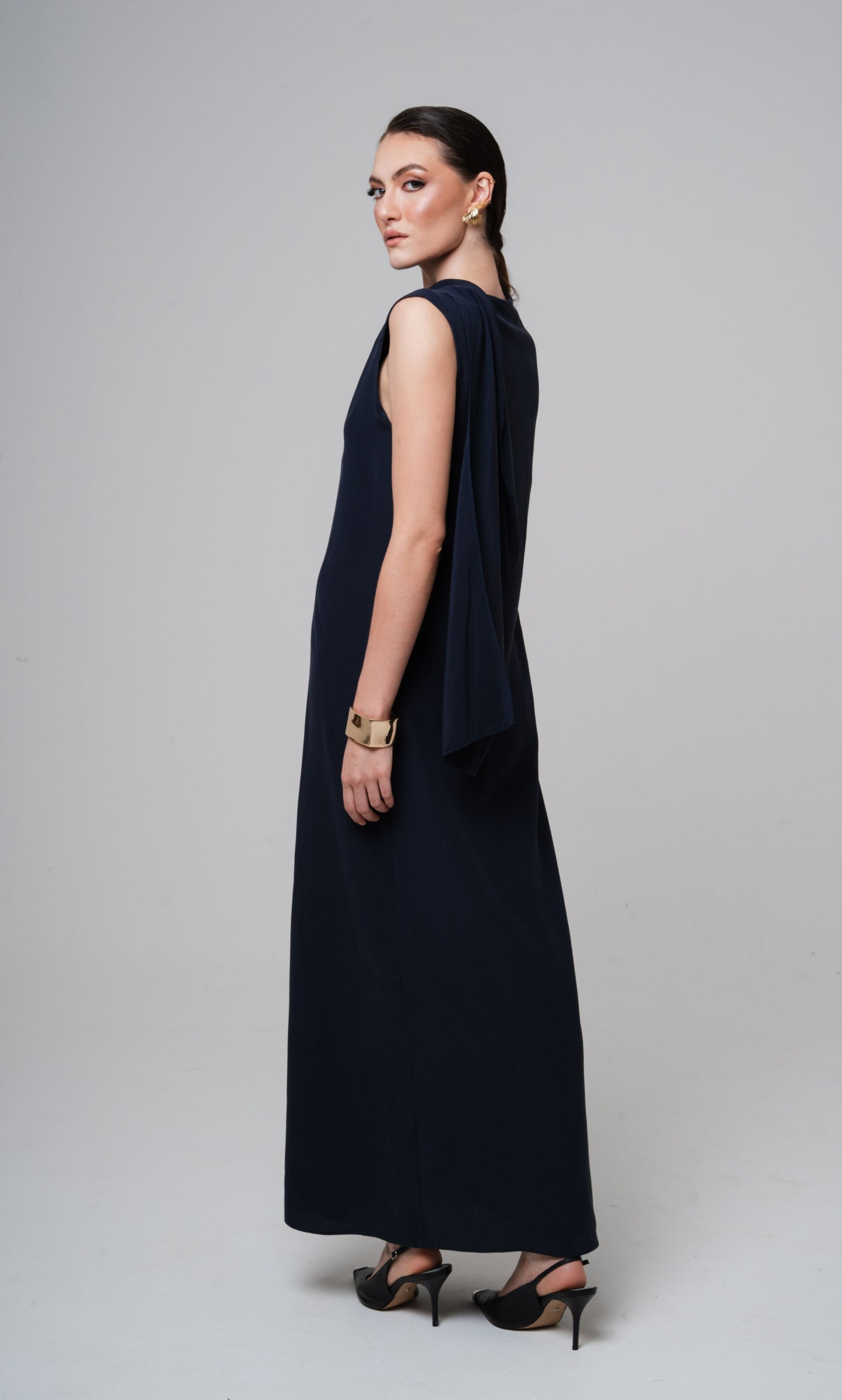 VESTIDO ECHARPE SEDA