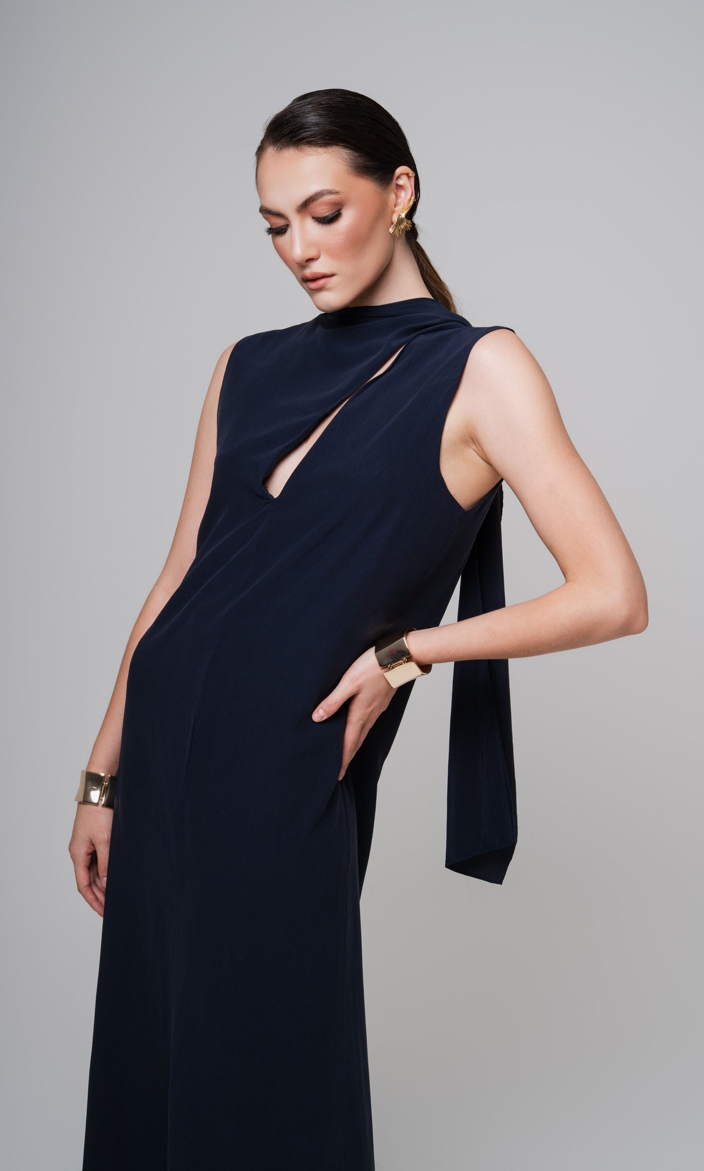 VESTIDO ECHARPE CREPE DE SEDA