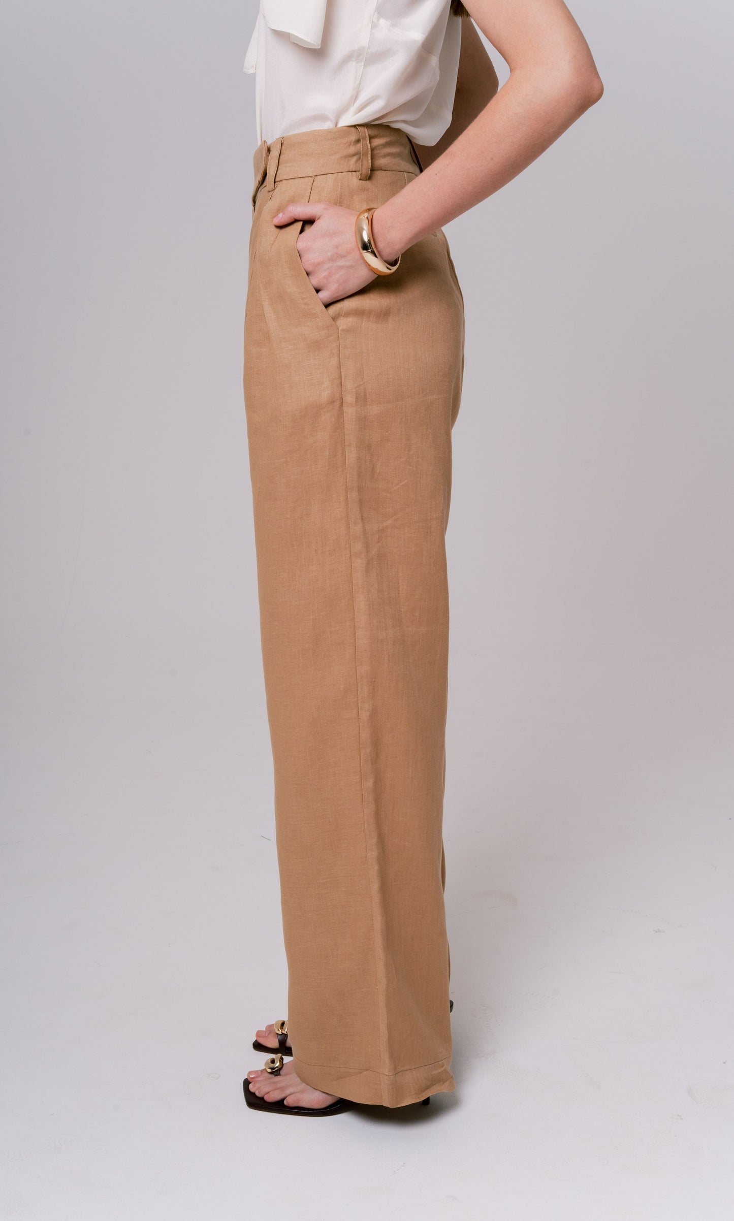 CALÇA WIDE LEG 100% LINHO
