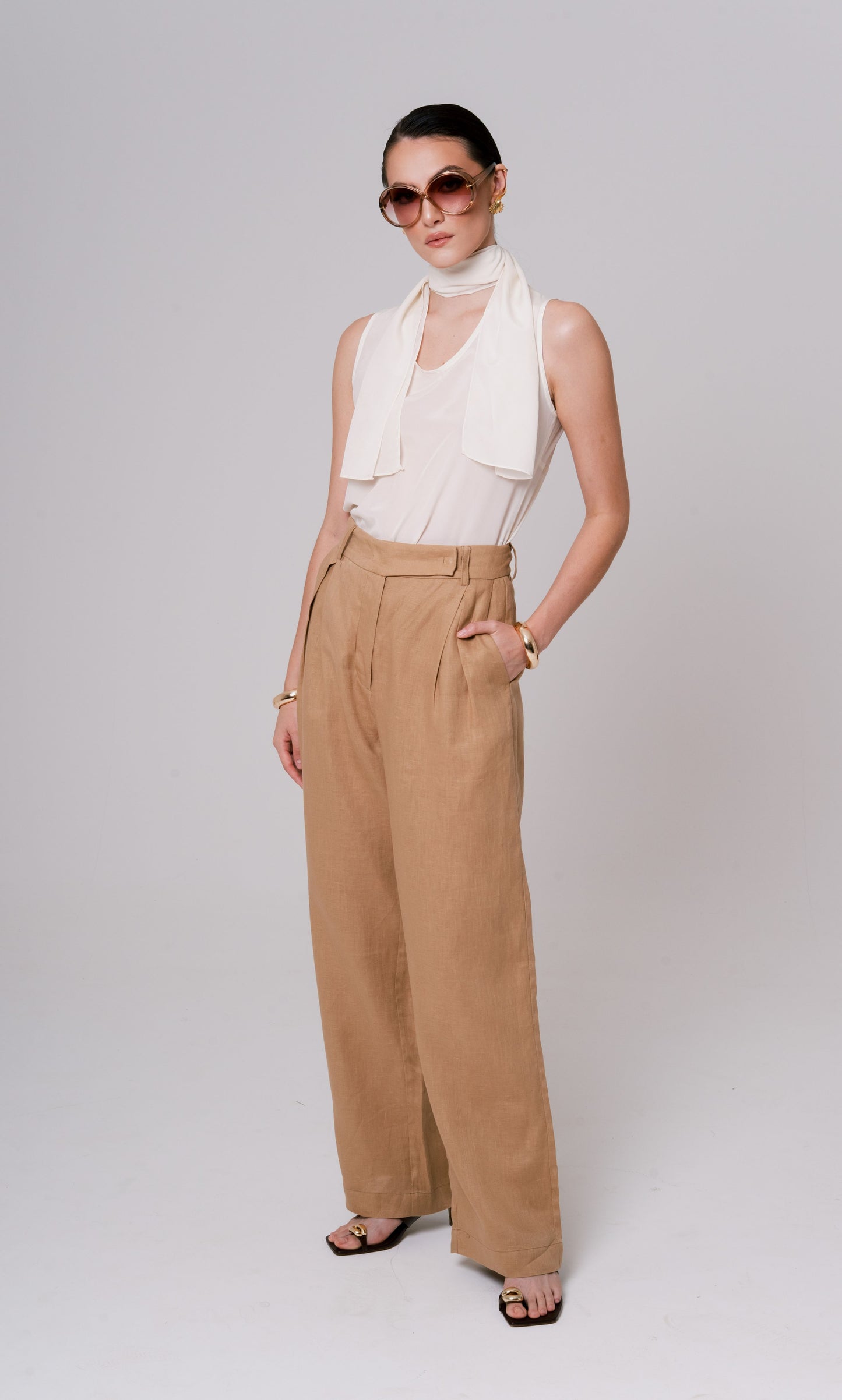 CALÇA WIDE LEG 100% LINHO