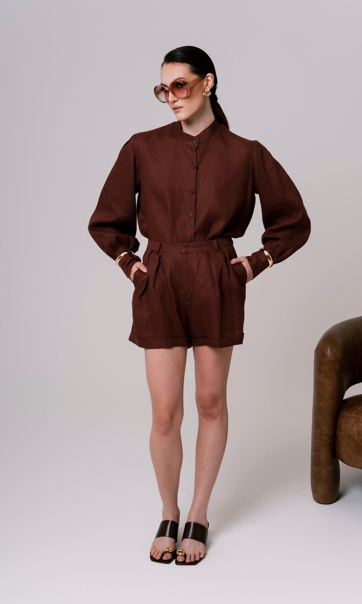 SHORT PREGAS 100% LINHO