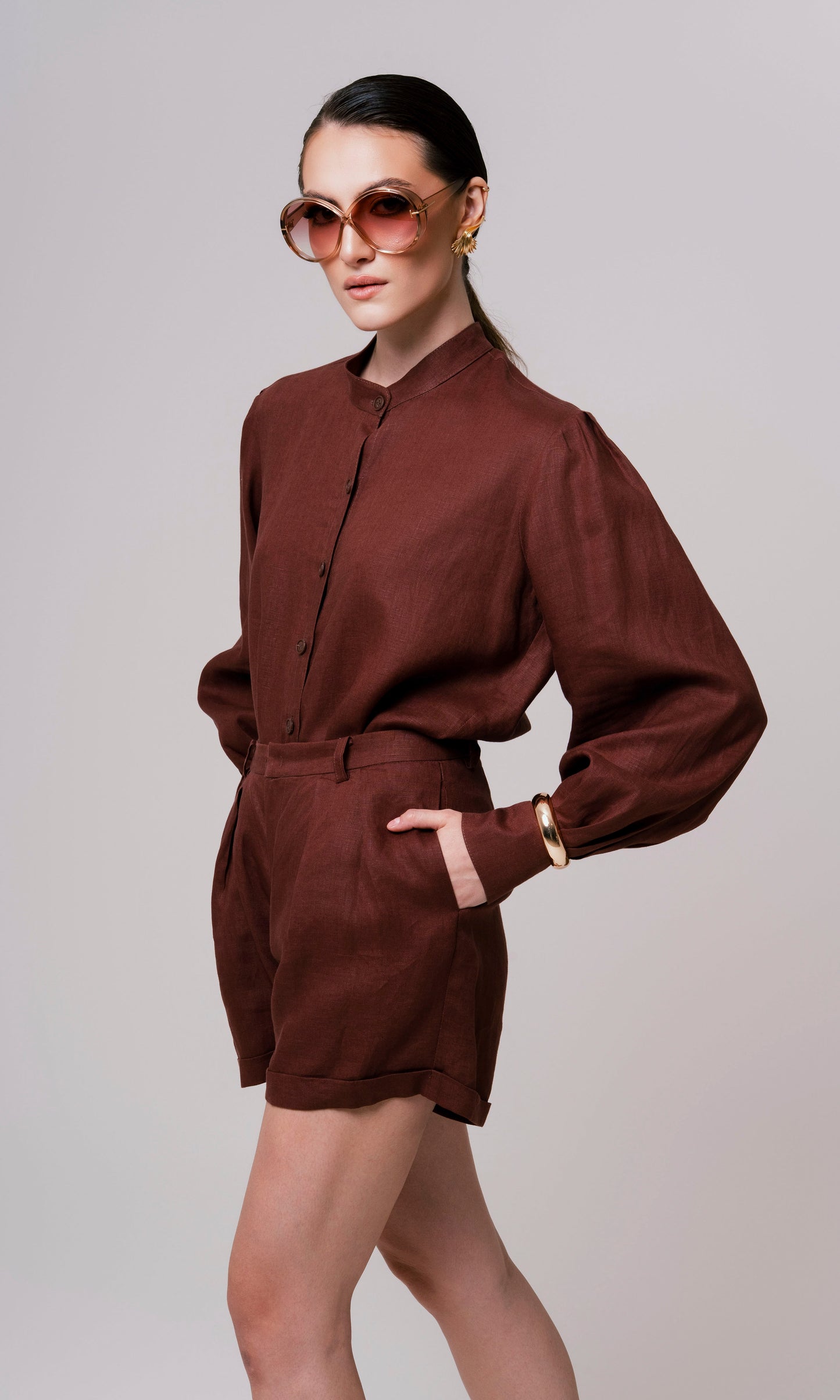 SHORT PREGAS 100% LINHO