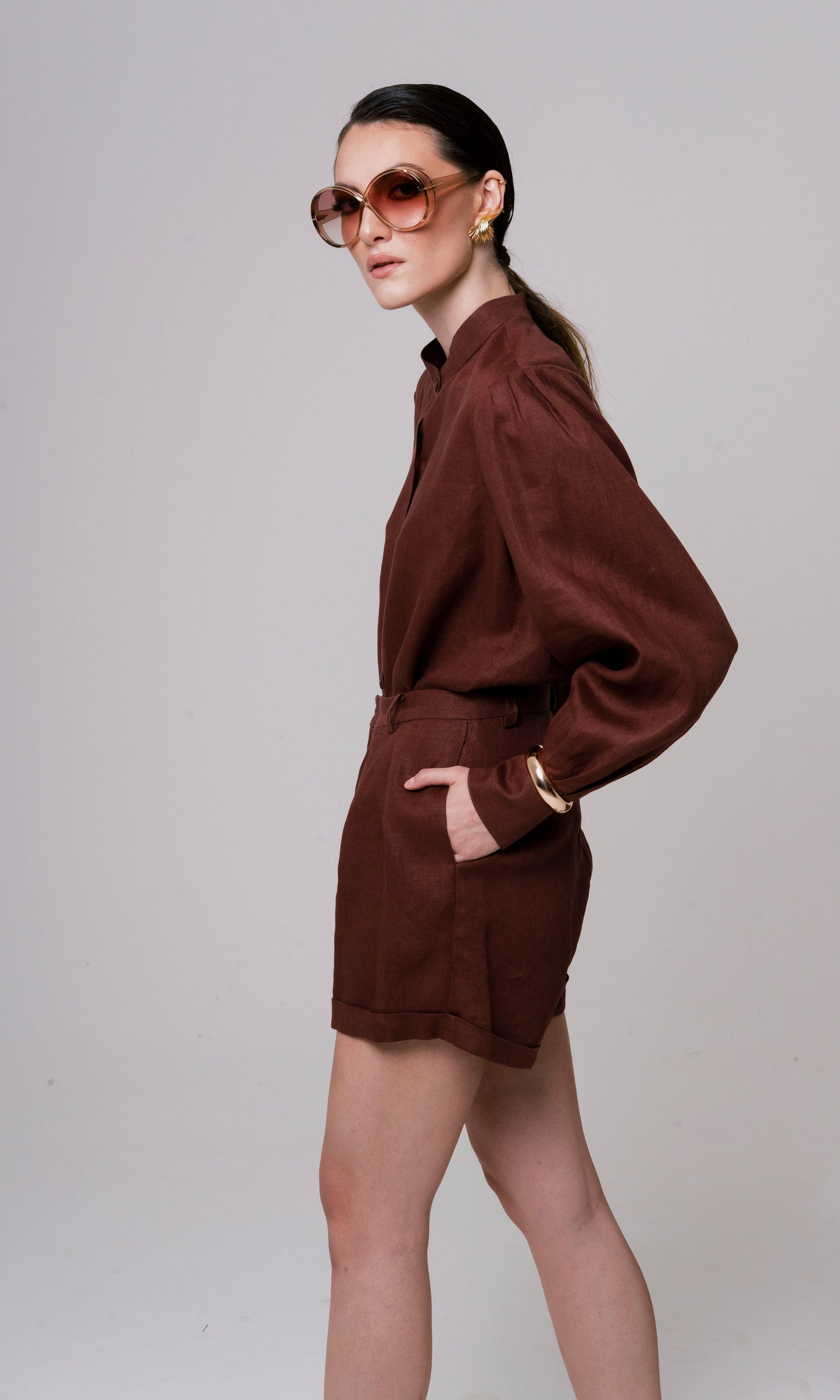 SHORT PREGAS 100% LINHO